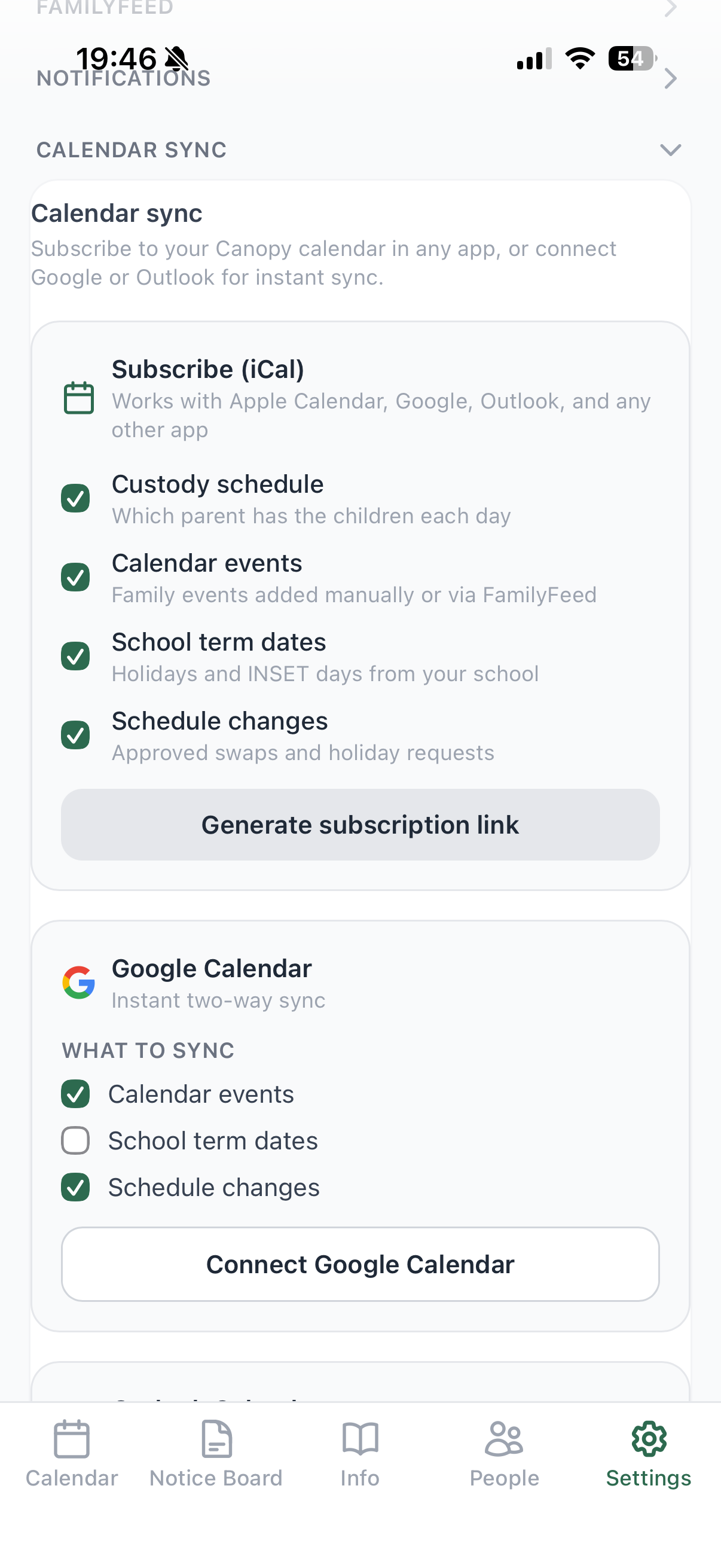 Calendar sync